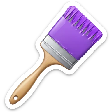 Paint brush with purple paint in the end of the brush  sticker