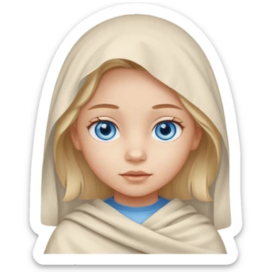 blue eyed desert girl child with creme cloth sticker