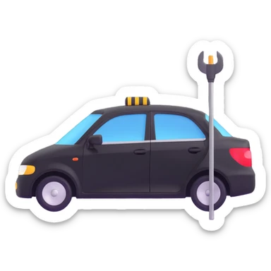 black luxury car door with a clearly visible dent on the bodywork, PDR (Paintless Dent Repair) tools such as rods positioned above the damage, elegant and modern sticker