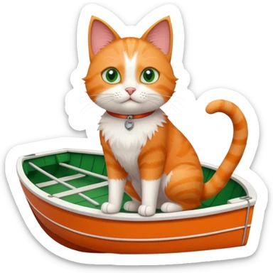Cat standing on a the edge of an boat  sticker