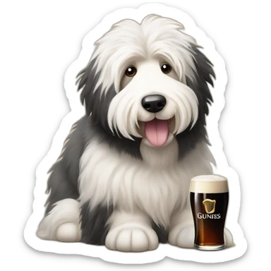 old english sheepdog with pint of guinness sticker