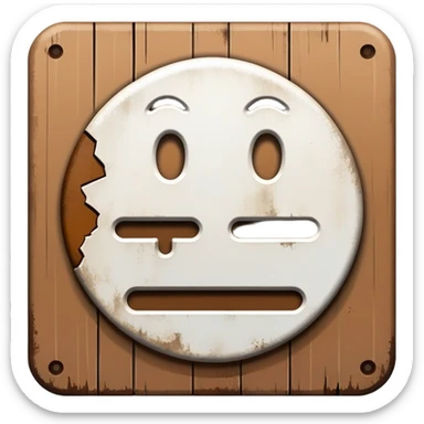 The sign with the inscription : Not in place is brown and white sticker