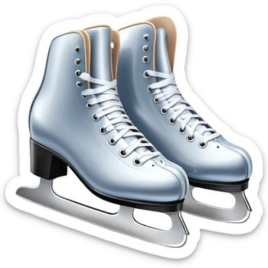 An icon showing a pair of elegant figure skates placed on the smooth, sparkling ice of a grand ice arena. The rink is surrounded by cheering spectators and soft arena lights, creating a beautiful, dynamic atmosphere. Transparent background highlights the grace and beauty of figure skating. sticker