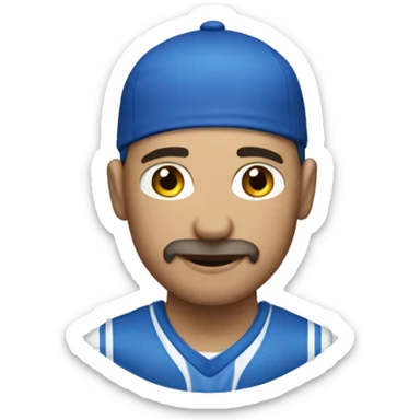 crear un hombre de tes blanca, con ropa deportiva azul sticker