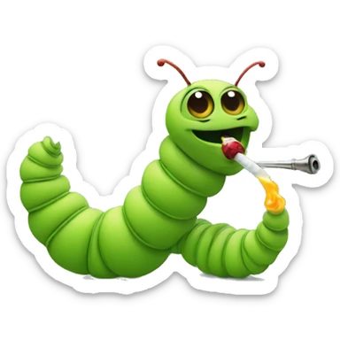Caterpillar smoking out of a hookah sticker