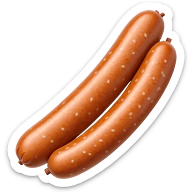 single pale sausage with smooth ivory-colored casing, slightly curved, gently browned ends, soft surface, lightly speckled, delicate finely ground filling, no plate, no garnish, no cut, whole sausage, soft lighting, subtle shadows, emoji scale sticker