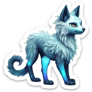 Cool cute Kawaii edgy ethereal futuristic modern epic fantasy animal sparkle fursona Fionbri creature by griffsnuff & LiLaiRa & Falvie full body sticker