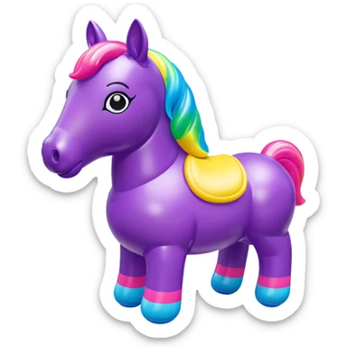  Lisa Frank style inflatable vinyl chubby horse toy figure  sticker