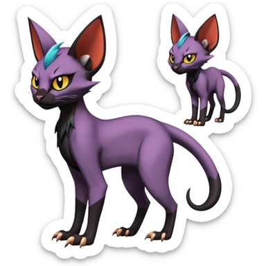 Black edgy Noivern-Noibat-Torracat-Sphynx-Lykoi-Caracal-cat-Fakemon-fusion-hybrid-creature sticker