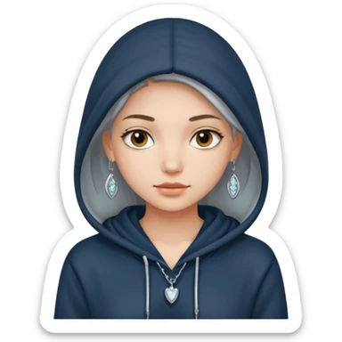 girl in hoodie with jewelryemoji sticker