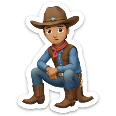 side profile of cowboy leaning on knees sticker