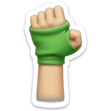 Arm with a green hoodie sleeve sticker