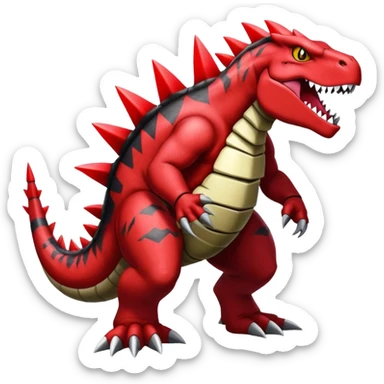 Badass black and red Groudon-salazzle-tyranitar-hybrid, full body sticker