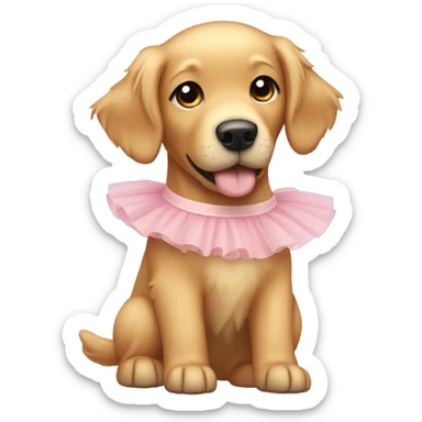 A cute golden retriever wearing a ballet tutu sticker