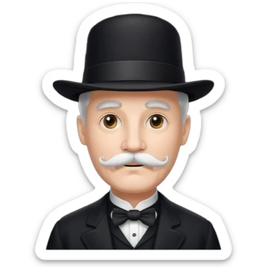 very big white moustachhe and typical 1900 elegant clothes and hat in black sticker