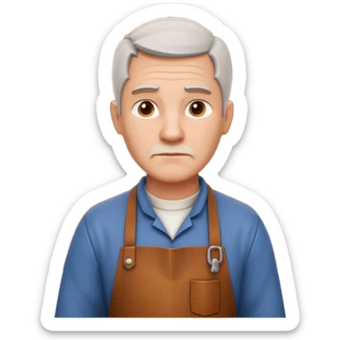 master woodcraft carpenter portrait, head and shoulders only, leather apron collar, carved wood patterns visible, thoughtful focused look, artisan vibe, 3D cartoon, mobile game icon style, clean background, no text, no watermark
 sticker