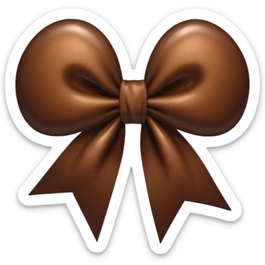 Brown heart with dark brown bow ribbon sticker