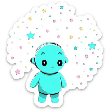 Person fading away into sparkles and stars, magical disappearance effect sticker