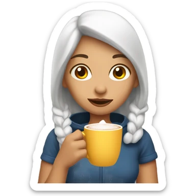 girl sipping hot coco sticker