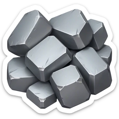 Cinematic Realistic Lead Ore, Heavy and dense, with a matte gray surface and subtle metallic glimmer. The metal's weight and durability are evident, with soft, sharp edges and a slight texture that enhances its solid presence. Soft glowing outline, capturing the essence of raw strength and industrial power in lead ore. sticker