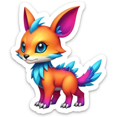 Cute cool edgy colorful fantasy animal hybrid Fakemon full body sticker