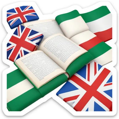 Italian to English dictionary book cover with correct Italian flag and incorrect British flag with wrong colors or pattern sticker
