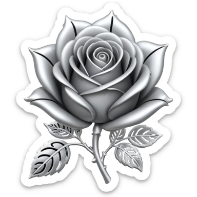 Black and silver filigree rose bud, 3D, extremely detailed design sticker