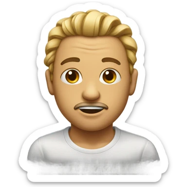 Emoji with lips to the side with eyes looking down putting excess hair behind ear sticker