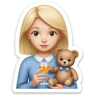 glass girl with single teddy bear sticker