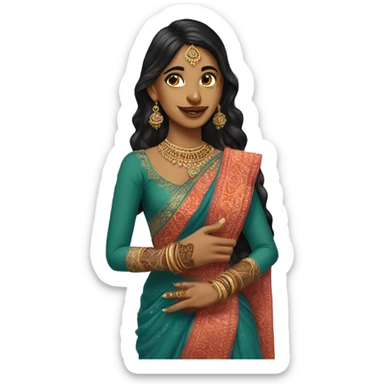 A indian desi girl with mehandi on her hand sticker
