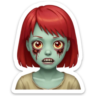 zombie girl with red hair and bangs emoji sticker