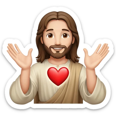 Joyful Jesus creating heart shape with hands sticker