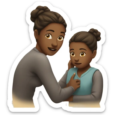 Mama with a girl behind her and she does not notice her sticker