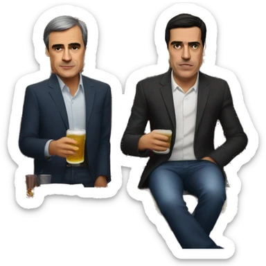 pedro sanchez con peter grifin en un bar tenebroso sticker