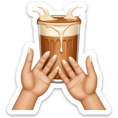 milk dripping directly off palm of brown hand with 5 fingers sticker