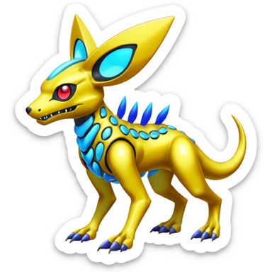  exotic colorful Protogen-Fakémon-Pokémon-Spectrobes-Digimon-Vernid-creature (full body) sticker