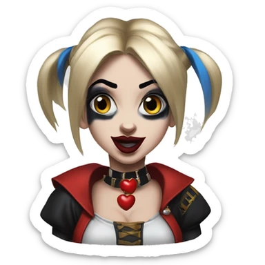Warcraft Harley Quinn in Uncle Scrooge style, mysterious eyes, intricate lips, masterpiece pose sticker