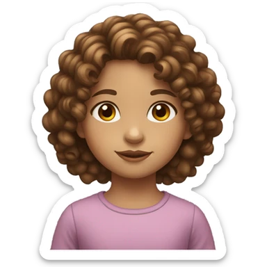 Little girl with curly brown hair and brown eyes sticker