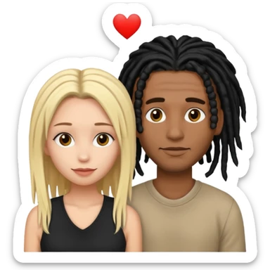 Brown skin man with black dreads in love with white skin woman blonde hair sticker