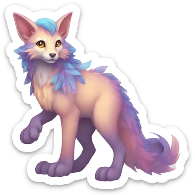 Kawaii bright fantasy ethereal anthro fursona Fakemon animal creature sticker
