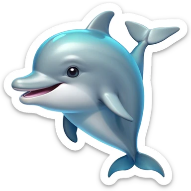 Cinematic Comical Bottlenose Dolphin Portrait Emoji, Head tilted dramatically with an exaggeratedly amused expression, featuring a sleek, shiny glossy body with wide, comically expressive eyes full of playful disbelief and a quirky, animated dorsal fin, Simplified yet hilariously expressive features, highly detailed, glowing with a slightly sassy aquatic glow, high shine, dramatic yet playful, stylized with an air of cheeky marine mischief, soft glowing outline, capturing the essence of a meme-worthy dolphin that looks ready to side-eye its way into viral fame! sticker