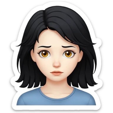disheveled hair woman with black hair sticker