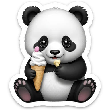 Panda eating ice cream sticker