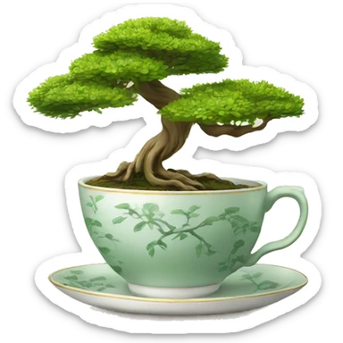bonsai tree in a teacup sticker