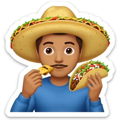 Man with no nose eating taco sticker