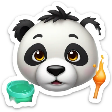 Panda with a sore throat and sick sticker