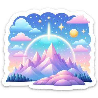 Pastel divine celestial glistening glossy sparkly shiny glittery scenery  sticker