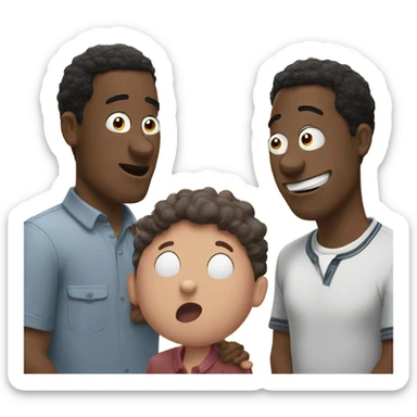 3 friends watching family guy sticker