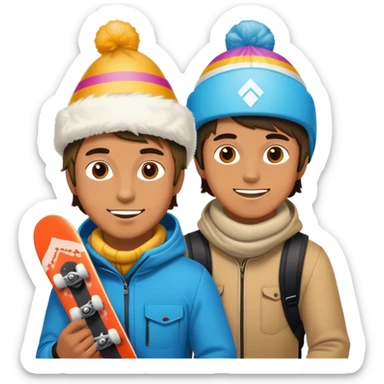 2 guys snowboarding birthday sticker