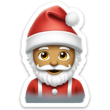 “An adorable Santa with a red suit, fluffy white beard, rosy cheeks, big eyes, and a red hat with a white pom-pom.” sticker
